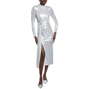 Carla Ruiz Womens  Gathered Front Midi Dress, Metallic